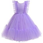 Weileenice Girls Wedding Dress Light Purple Ruffle Tulle Toddler Girl Birthday Pageant Party Formal Prom Tutu Dresses Puffy Beads Kids Princess Bridesmaid Daddy Daughter Dance Ceremony Ball Gowns 4 5