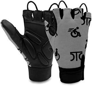 NVT Wheelchair Gloves 2023 Latest, Workout for Men Real Leather Palm Mobility Padded Breathable, Fingerless Bike with Anti-Slip Grip Lightweight Cycling Glove. (Gray, Large)