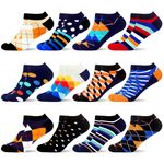 WeciBor Men's Cool Colorful Ankle Socks Novelty Funny Casual Low Cut Sock 12 Pack