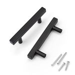 KNOBWELL 20 Pack Black Stainless Cabinet Pulls, Matte Black Drawer Pulls, 3" Hole Spacing Cabinet Pulls, 5" Overall Length Kitchen Cupboard Handles