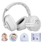 Ceuku 2-in-1 Baby Ear Muffs Noise Protection, Baby Noise Cancelling Headphone with Adjustable Stretchy Band for Infants Hearing Protection from Festival Concerts, Sport, Travel and Plane, Grey