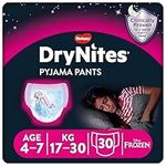 Huggies DryNites, Girls’ Pyjama Pants - Sizes 4-7 Years (30 Pants) - Unbeatable Night Time Protection with Discrete Protection and Fun Designs