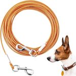 Tie Out Cable for Dogs, Dog Runner Cable Dog Run Trolley Tie Out Cable Dog Chains for Outside Yard (Orange 120lbs 20ft)