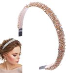 Traziewell Headband Rhinestone Headband Girl Headband Golden Crystal Bridal Headband Wedding Hair Accessories for Women Girls, 2212