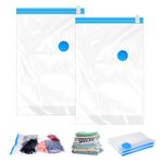 2Pack Vacuum Storage Bags for Clothes, 50x70cm Space Saver Vacuum Cubes Packing Bags, Travel Essentials Sealer Compression Bags, Storage Bags Vacuum Sealed for Travel Clothes Pillows Blankets Storage