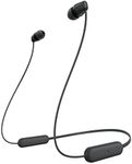 Sony WI-C100 Wireless in-Ear Headphones - Up to 25 Hours of Battery Life Water Resistant -Built-in mic for Phone Calls Voice Assistant Compatible Reliable Bluetooth Connection Black (WIC100B.CE7)