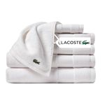 Lacoste Heritage Supima Cotton 6-Piece Towel Set, 2 Bath Towels, 2 Hand Towels, 2 Washcloths, White