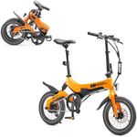 MiRiDER 16 Folding Electric Bike Lightweight Magnesium Alloy Foldable Commuter eBike - 36V 7Ah Removable & Lockable Integrated Battery (Single Speed, Ember Orange)