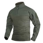 TACVASEN Outdoor Shirts for Men Tactical Hiking T Shirt Camping Fishing Hunting T-Shirt with Pockets Army Green