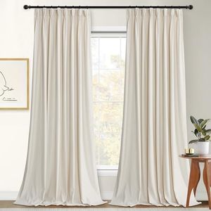 StangH Beige Pinch Pleat Curtains Soft Velvet Light Dimming Privacy Drapes for Nursery Kids, Thermal Insulated Window Panels for Living Room/Bedroom, W52 x L84, 2 Panels