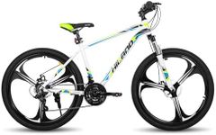 HH HILAND 26'' Mountain Bike, 3-Spokes, 21 Speeds Drivetrain, Aluminum Frame 26 Inch Wheels, Disc-Brake Bike for Men Women Men's MTB Bicycle White