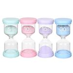 Toirxarn Multi-Color Sand Timers for Kids - Visual Time Management Hourglass Set 5/10/15/30 Min - Durable Educational Tool for Kitchen, Classroom & Home (Pack of 4)