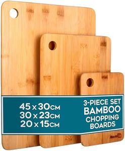 Premium Extra-Thick Wooden Chopping Boards - 3 Piece Bamboo Cutting Board Set for Carving Meat, Cheese, Bread, Vegetables - Bamboo Chopping Boards for Kitchens - by Homiu