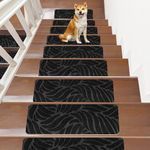 Non-Slip Stair Treads Carpet for Wooden Steps(15 Pack), 21.6 x 7.4IN Self-Adhesive Stair Treads Mat, JAYFAN Safety Indoor Stair Runner Mats, Anti Slip Stair Treads for Kids Elders and Dogs Pets