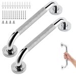 sunzone 2 PCS Bathroom Grab Bars Handle, 12-inch Anti Slip Grab Bars, Chrome SUS 304 Stainless Steel Bathroom Shower Handles,Safety Hand Rail Support, Grab Bars for Senior Handicap Elderly Injury