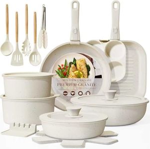 26 Pcs Ceramic Cookware Pan Set, Nonstick Pots and Pans Set with Detachable Handle, Stackable Induction Cookware with Saucepan Cooking Pot Ceramic frying Pan, Oven Safe Dishwasher Safe Induction Ready