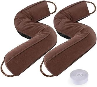 Sunolga 2 Packs 32 Inches 2LBs Weighted Door Draft Stopper Filled with Glass Beads & Cotton, Removable Machine Washable Sound Proof Under Door Draft Blocker with Anti-Abrasion Bottom for Door, Brown