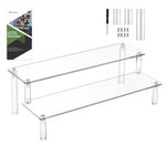 Worown Acrylic Riser Shelf, 2-Tier Clear Display Stand, Clear Display Riser Shelf for Cupcake, Trophy, Perfume, Figures, Cosmetics, Jewelry, Collections and Party Desserts