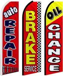 Oil Change Auto Repair Brake Services Swooper Flag Pack of 3 (Mount and Poles are Not Included)