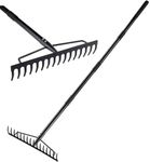 NICOFPHY Garden Rake with Long Handle, 60" Heavy Duty Bow Rakes for Gardening, Lawns and Yard, 16 Steel Tines Metal Thatch Rake Tools for Loosening Soil, Leveling Mulch and Gathering Leaf