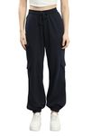 Q - RIOUS Women's Relaxed Fit Cargo Style Jogger Pants (Navy_34)