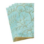 Caspari 14212G Aqua, Gilded Majolica Paper Guest Towel Napkins, 15 Per Package