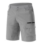 EKLENTSON Shorts Men Lightweight Hiking Shorts Zip Pocket Elastic Walking Clothes Summer Outdoors Cargo Shorts Light Grey,38