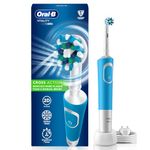 Oral B Vitality Rechargeable Rotating Electric Toothbrush for Adults, 2 Brushing Modes (Daily & Sensitive), 2 Min Timer with Quadpacer, 2 Year Warranty, IPX7 Water Resistant, Round Brush Head, (Blue, 1)