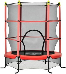 HOMCOM Trampoline Enfant Ø 1,63 × 1,63H m Filet de sécurité Porte zipée Couvre-Ressorts 6 poteaux rembourrés Inclus Rouge
