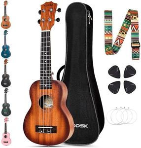 AODSK Concert Sunburst Ukulele for Beginner 23 Inch Uke with Gig Bag Strap Nylon String 4 Picks Holiday Gift