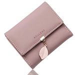 Roulens PU Leather Wallet for Women RFID-Blocking, Ladies Bifold Leaf Pendant Coin Zipper Small Purse with 5 Card Slots and 1 ID Window Card Holder Organizer