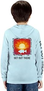 GOT Sports UPF 50+ Kids Fishing Hoodie Shirt - UV Sun Protection Long Sleeve T Shirts for Youth Boys Girls, Sunset Arctic Blue, Medium