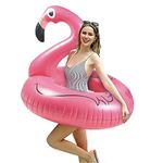 Inflatable Pool Float,47'' Flamingo Inflatable Ride-On Pool Float, Rose Pink Flamingo Beach Floaties, Swimming Toy for Summer Beach Vacation Fun and Rest, Water Lounge for Adults