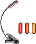 Lxsino Amber & Red Book Lights for Reading in Bed - Amber (1600K)/Red (625nm) - 8 LEDs, 30+ Hours Long Lasting, USB-C Charging Rechargeable Flex Clip-on Reading Light