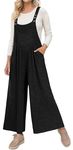 OLRIK Jumpsuit For Women Winter Wide Leg Beach Romper One Piece Vintage Adjustable Straps Bib Jumpsuits With Pockets Black-L