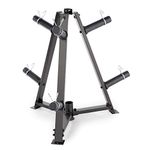 Marcy 6-Peg Olympic Weight Plate Tree and Vertical bar Holder Storage Rack Organizer for Home Gym PT-5757