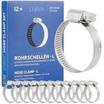 Hose Clamps Assortment: 12x Hose Clamps Stainless Steel – Adjustable Clips 1.0 inch to 1.6 inch – Stainless Steel Pipe Clamp, Pipe Clamps Set – LIVAIA