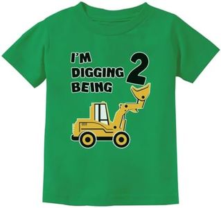 Construction 2nd Birthday Shirt Boy Two Year Old Gifts for Boys Bulldozer I'm Digging Being 2 Toddler Kids T-Shirt 3T Green