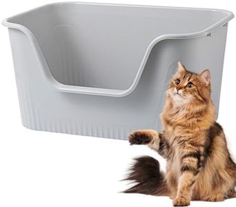 Vealind Open Top Cat Litter Tray with High Sides and Low Entry Cat Litter Box, 100% Leak Proof Anti Splash Pet Litter Box Cat Potty (Grey)