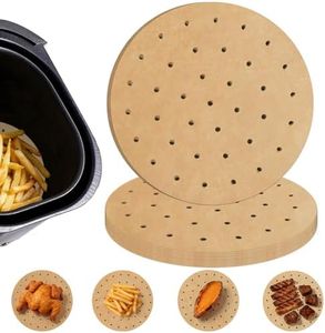 Numola Air Fryer Parchment Paper Liners, 100 Pcs Air Fryer Disposable Paper Liner for Baking, 9 Inch Safe Air Fryer Paper, Non-stick Steamer Liner for Microwave, Oven, Bamboos Steaming Basket