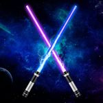 2 Pack Lightsabers 7 Colors Changeable with 3 Modes Sound Force Flash Smooth Swing FX Dueling Lightsaber, Handle Light Saber, Boys or Adults Sword Toys