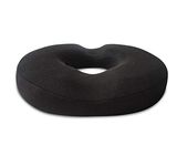 The White Willow HR Foam Orthopaedic Coccyx Donut Pillow Seat Cushion for Lower Back Pain, Sciatica, Tailbone, Lumbar Pain Relief (17" x 14" x 2.5) Black, pack of 1