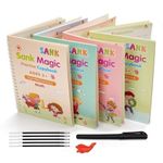 Sank Magic Practice Copybook Set for Kids Reusable Writing Workbook with (4 Books + 10 Refills+ 1 Pen+ + 1 Grips) Number & Alphabet Tracing for Preschoolers