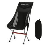 SHALLWE Ultralight High Back Folding Camping Chair, Upgraded All Aluminum Frame for Adult, Built-in Pillow, Side Pocket & Carry Bag, Compact & Heavy Duty for Outdoor Backpacking(Pitch-Dark)