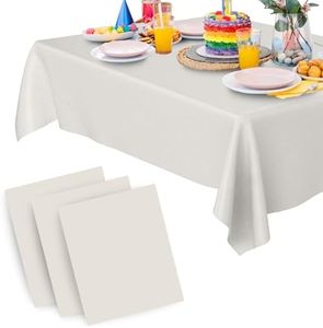 JENCENBIO Disposable Table Cover Compostable for Rectangle Tables 150x270cm Compost Tablecloth for Outdoor, Party, Picnic, Wedding 3 Counts White