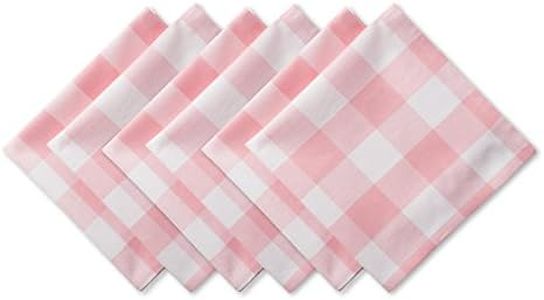 DII Buffalo Check Collection, Classic Farmhouse Tabletop Set, Napkin Set, 20x20, Pink & White, 6 Piece