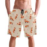 visesunny Fashion Cool Style Men's Beach Shorts Swim Trunks Quick Dry Casual Polyester Swim Shorts with Pockets S-XXL…, Animal Fox, XX-Large