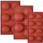 Cozihom Semi Sphere Silicone Mold Set for Chocolate Ball, Cake, Jelly, Pudding, Home Made Soap, Pack of 3