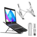 Tygot Aluminium Laptop Stand Adjustable 6 Angles, Foldable Ergonomic Laptop Riser for Desk, Portable Stand for MacBook, HP, Dell, Lenovo & Other Laptops (Grey)