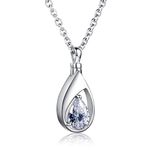 925 Sterling Silver Cremation Jewelry Memorial CZ Teardrop Ashes Keepsake Urns Pendant Necklace for urn Necklaces Ashes Jewelry Gifts (White)